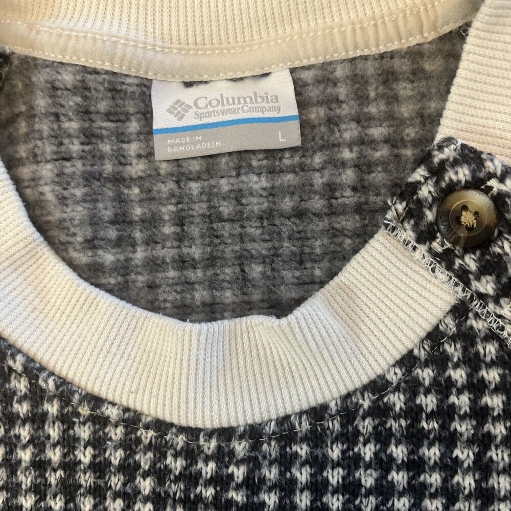 Columbia Womens Sweater Size L Chillin Houndstooth Fleece Pullover Long Sleeve - Picture 2 of 8